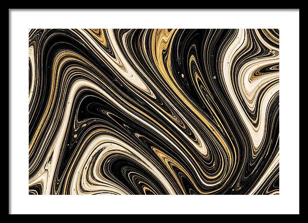 Liquid Marble Swirl In Black And Gold