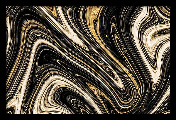 Liquid Marble Swirl In Black And Gold