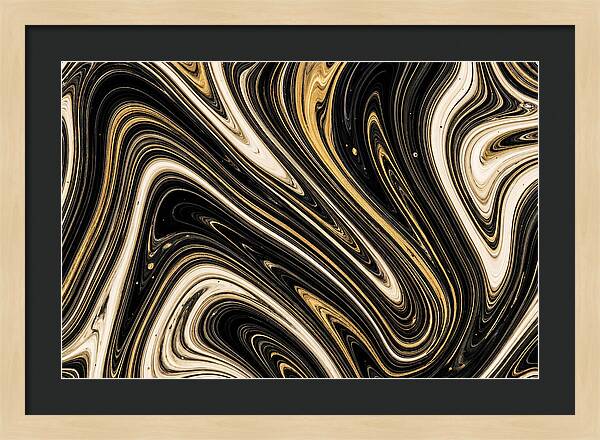 Liquid Marble Swirl In Black And Gold