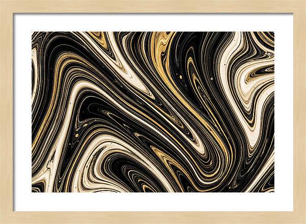 Liquid Marble Swirl In Black And Gold