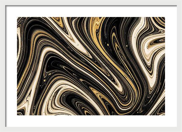 Liquid Marble Swirl In Black And Gold
