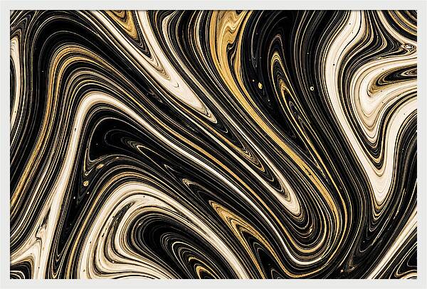 Liquid Marble Swirl In Black And Gold