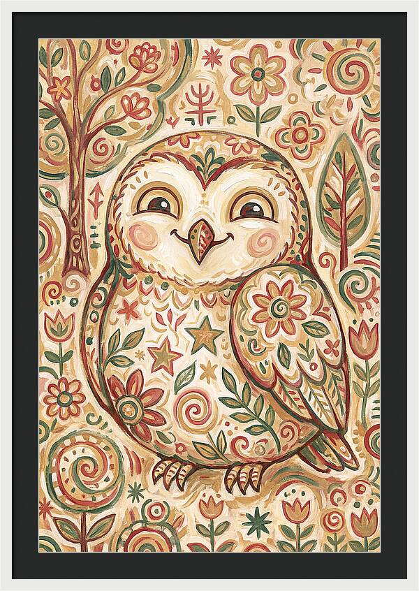 Little Owl In A Floral World