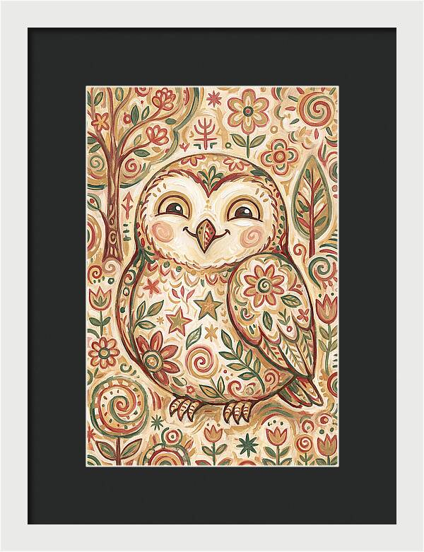 Little Owl In A Floral World
