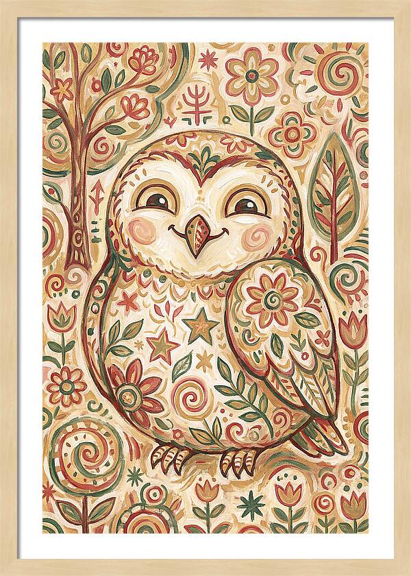 Little Owl In A Floral World