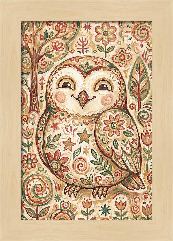 Little Owl In A Floral World