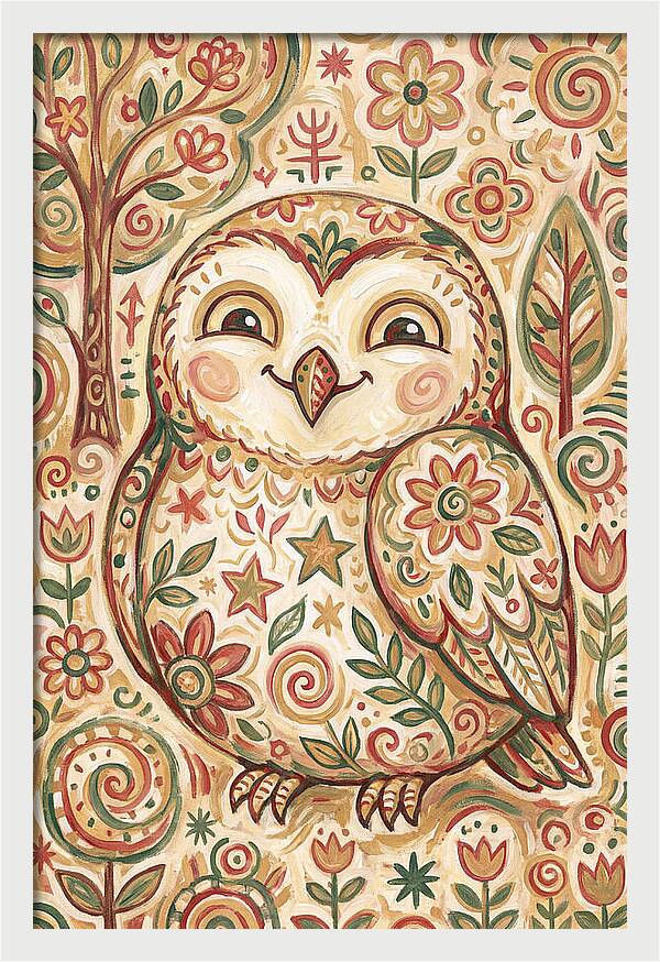 Little Owl In A Floral World
