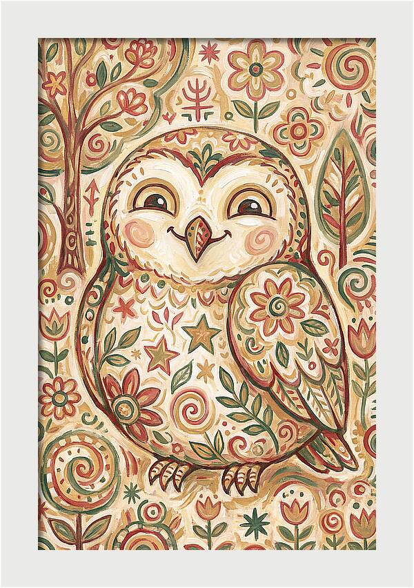 Little Owl In A Floral World