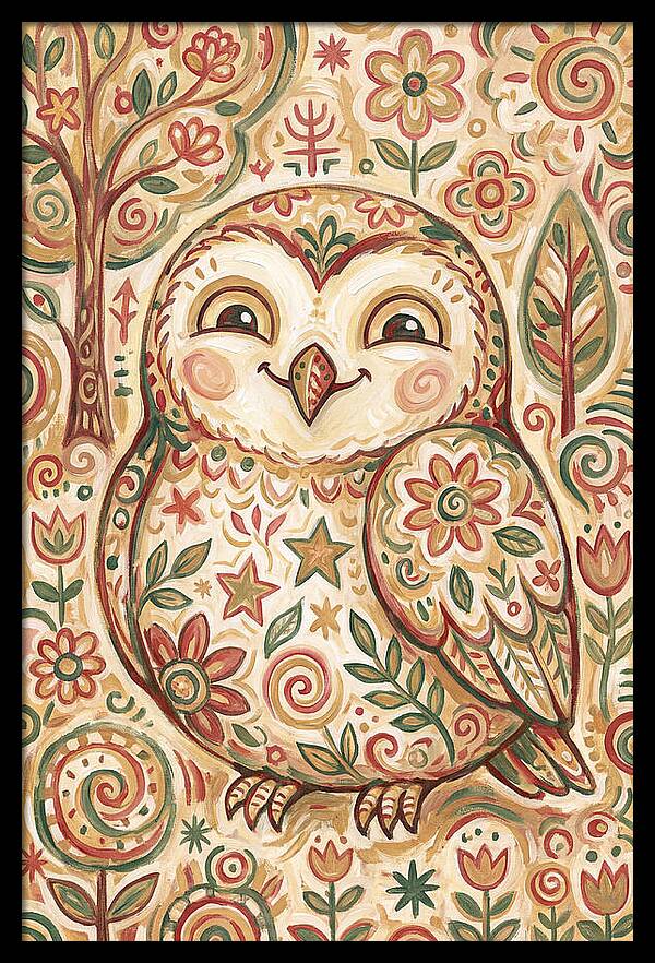 Little Owl In A Floral World
