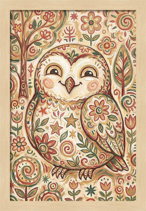 Little Owl In A Floral World