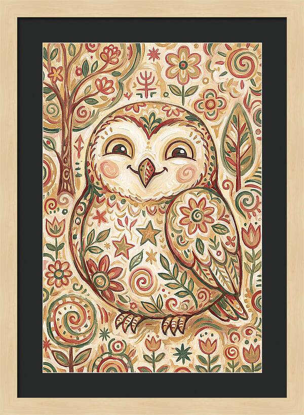 Little Owl In A Floral World