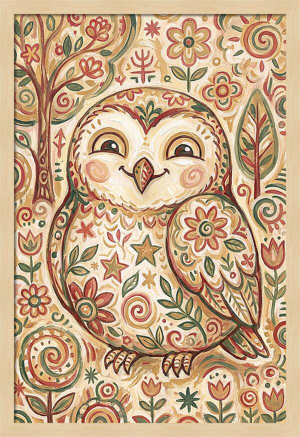 Little Owl In A Floral World