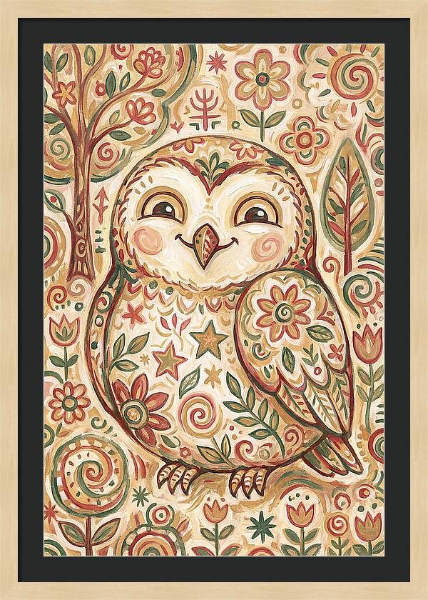 Little Owl In A Floral World