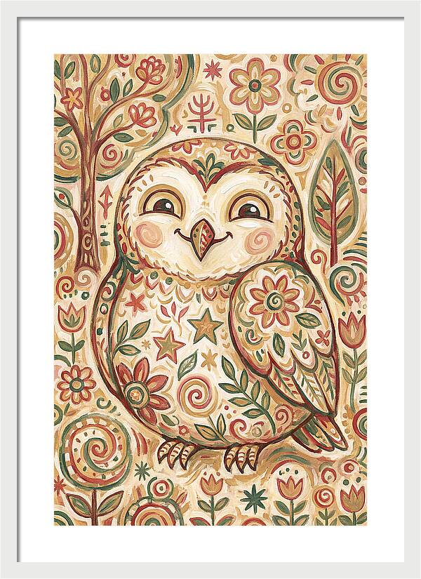 Little Owl In A Floral World