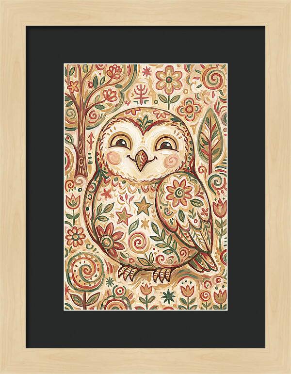 Little Owl In A Floral World
