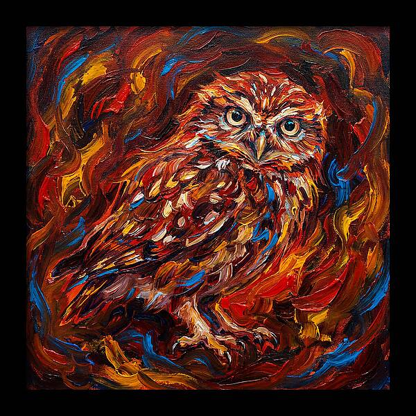 Little Owl In Fiery Colors