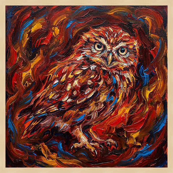 Little Owl In Fiery Colors