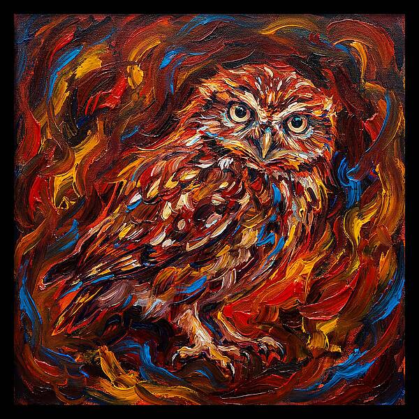 Little Owl In Fiery Colors