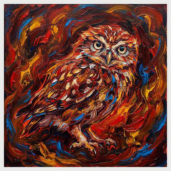 Little Owl In Fiery Colors