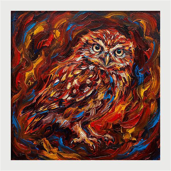 Little Owl In Fiery Colors