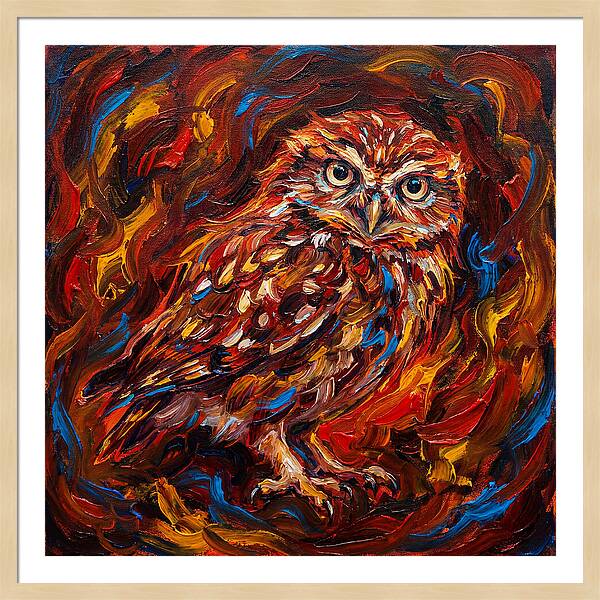 Little Owl In Fiery Colors