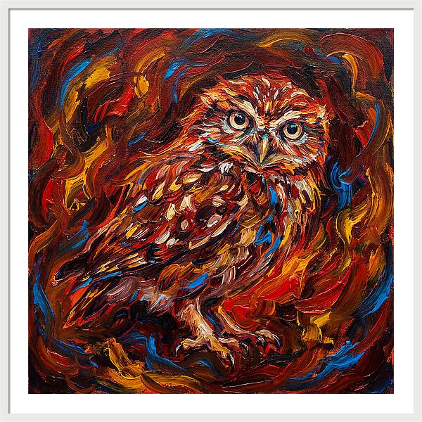 Little Owl In Fiery Colors