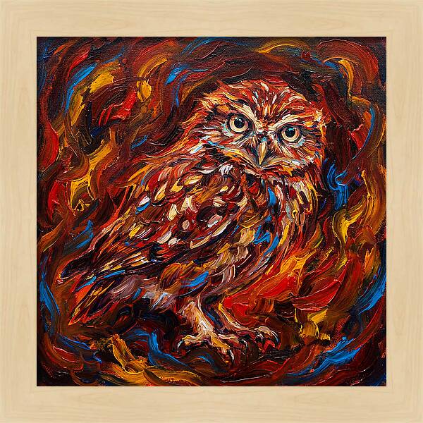 Little Owl In Fiery Colors