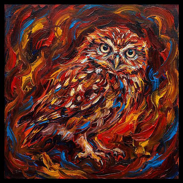 Little Owl In Fiery Colors