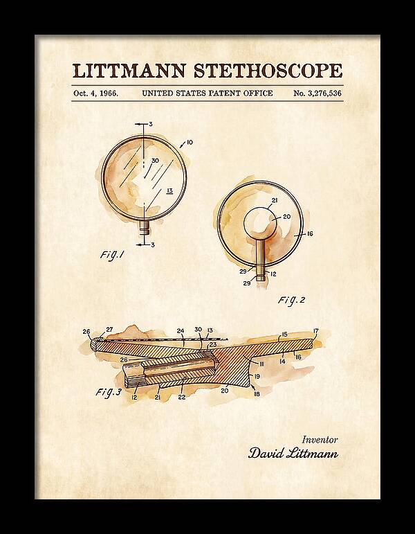 Littmann Stethoscope Watercolor Patent Us3276536a