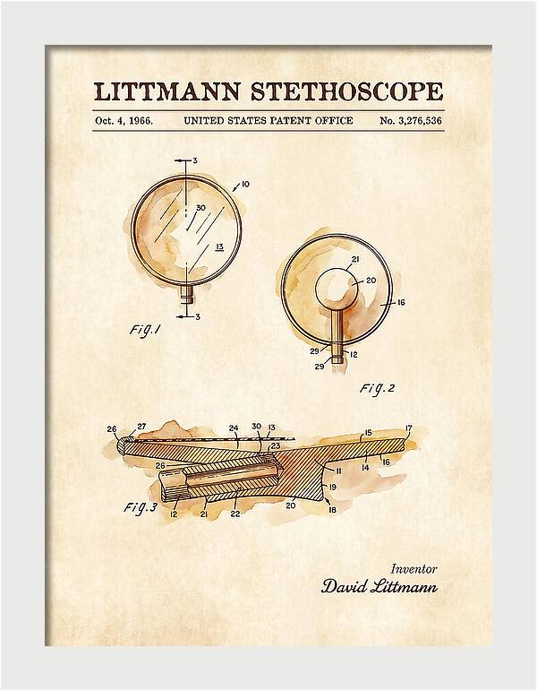 Littmann Stethoscope Watercolor Patent Us3276536a