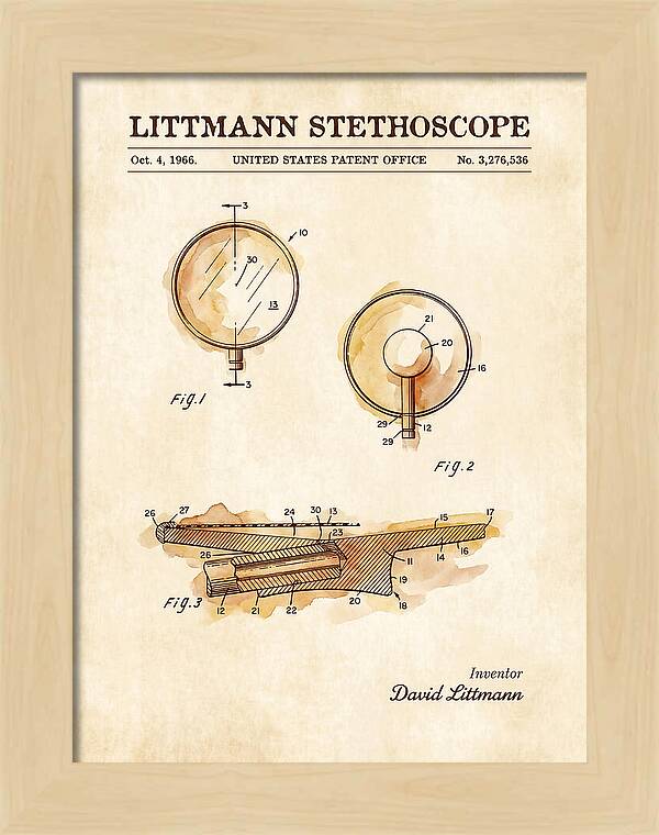 Littmann Stethoscope Watercolor Patent Us3276536a
