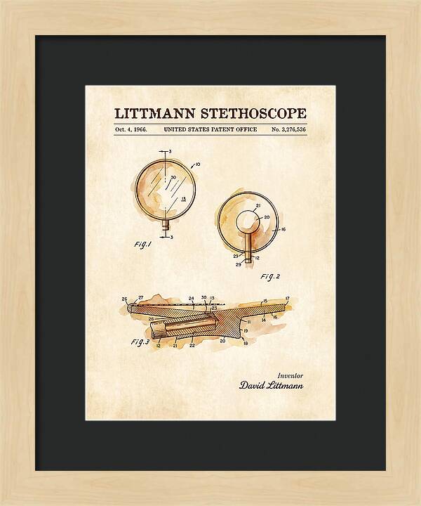 Littmann Stethoscope Watercolor Patent Us3276536a