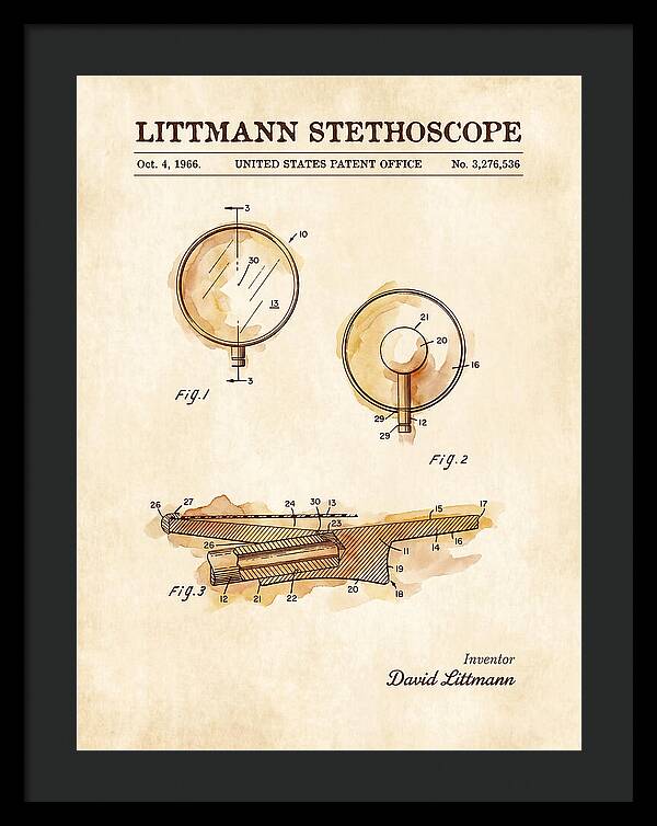 Littmann Stethoscope Watercolor Patent Us3276536a