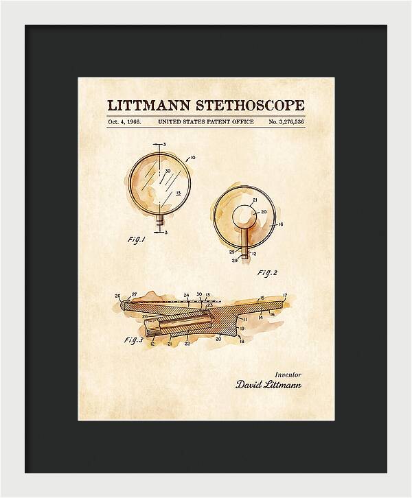 Littmann Stethoscope Watercolor Patent Us3276536a