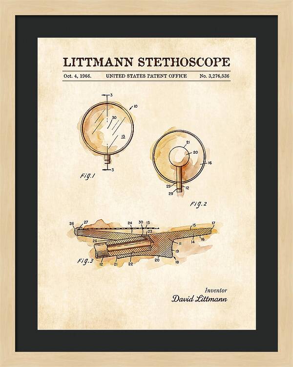 Littmann Stethoscope Watercolor Patent Us3276536a