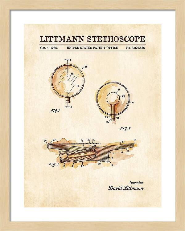 Littmann Stethoscope Watercolor Patent Us3276536a