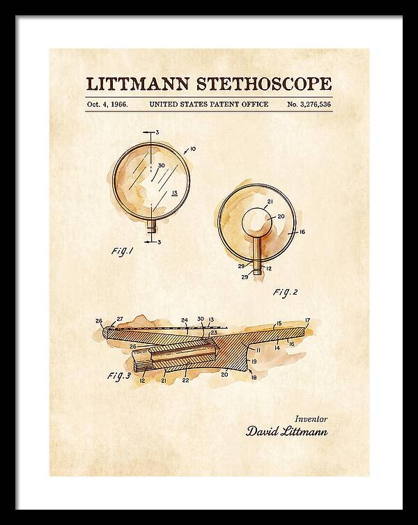 Littmann Stethoscope Watercolor Patent Us3276536a