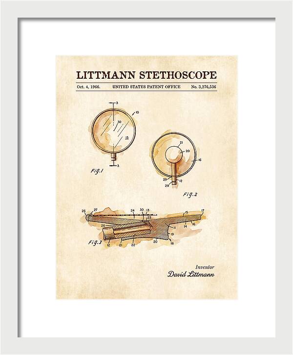 Littmann Stethoscope Watercolor Patent Us3276536a