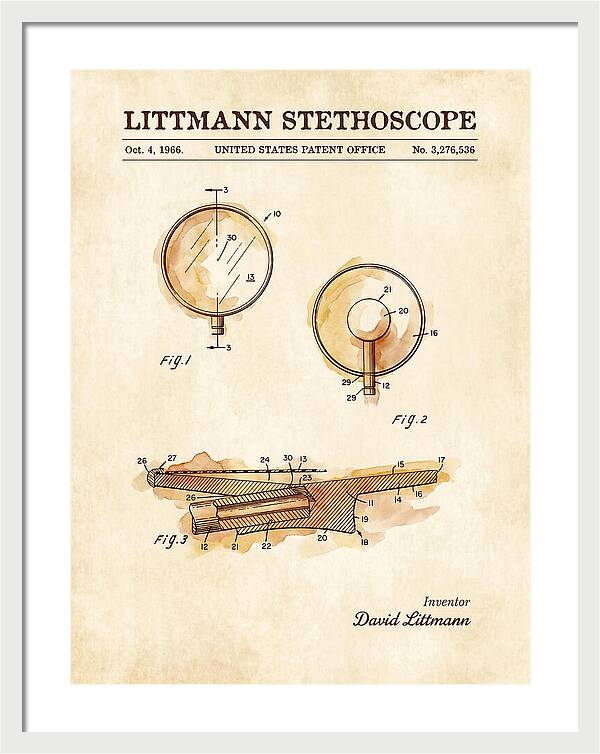 Littmann Stethoscope Watercolor Patent Us3276536a