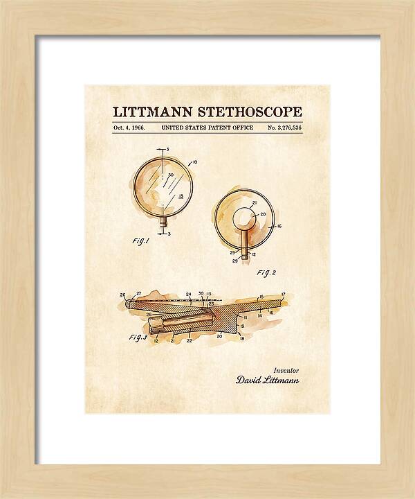 Littmann Stethoscope Watercolor Patent Us3276536a