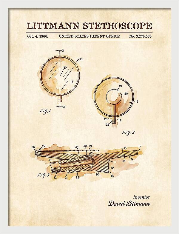 Littmann Stethoscope Watercolor Patent Us3276536a