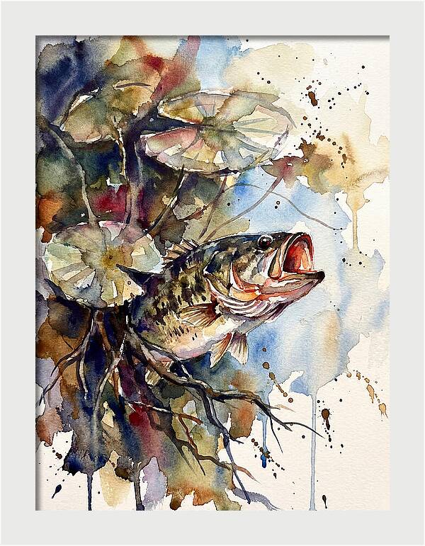 Lively Bass Among Water Lilies