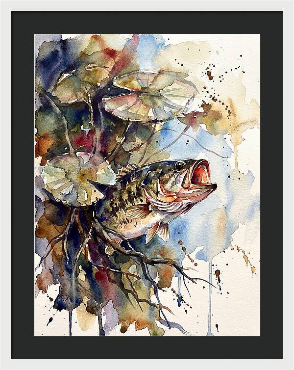 Lively Bass Among Water Lilies