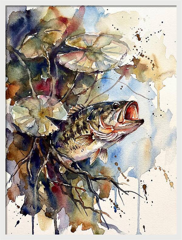 Lively Bass Among Water Lilies