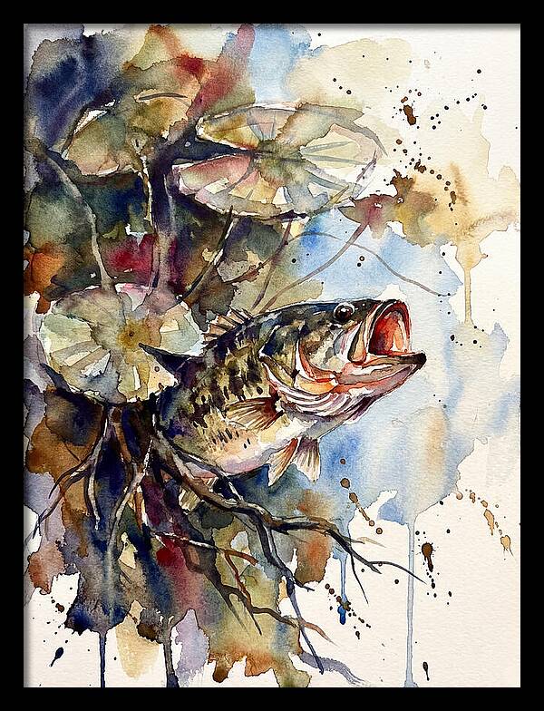 Lively Bass Among Water Lilies