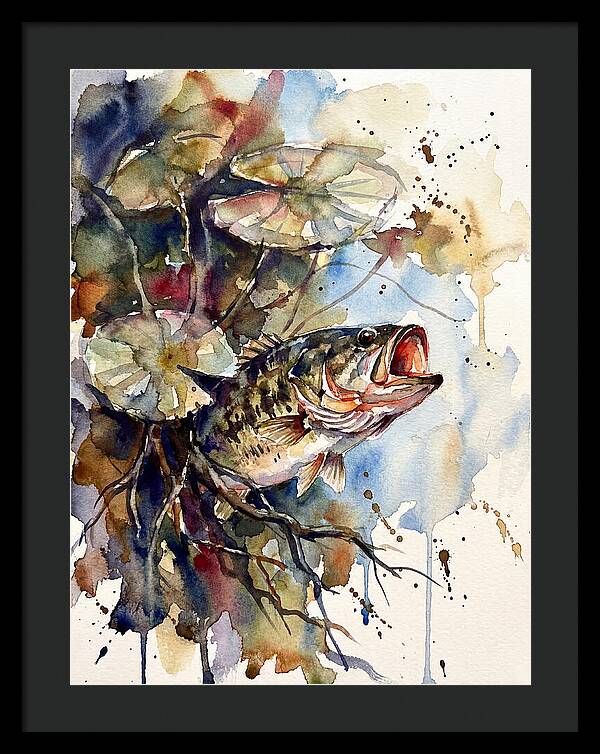 Lively Bass Among Water Lilies