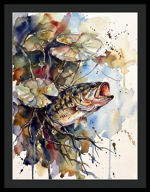 Lively Bass Among Water Lilies