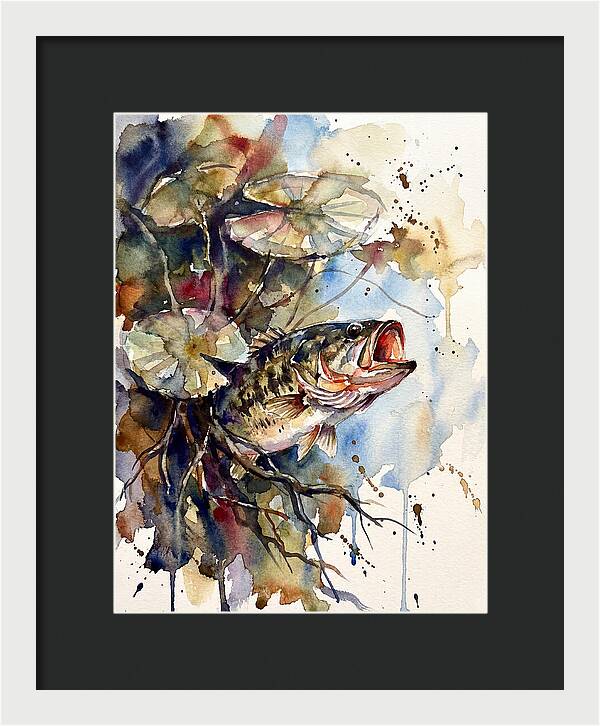 Lively Bass Among Water Lilies