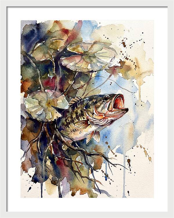 Lively Bass Among Water Lilies