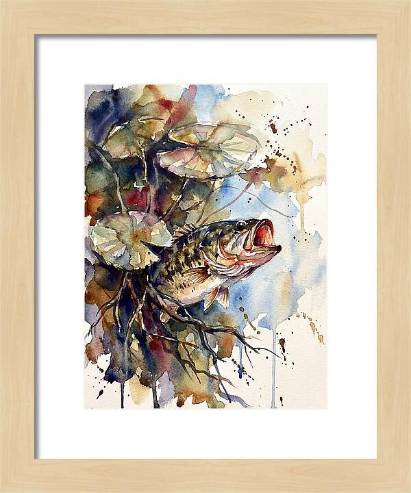 Lively Bass Among Water Lilies